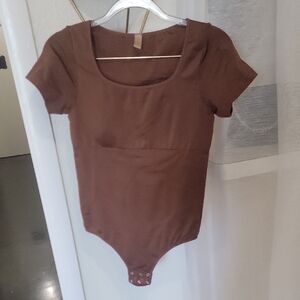 Shapellx Women's Scoop Neck Brown Bodysuit